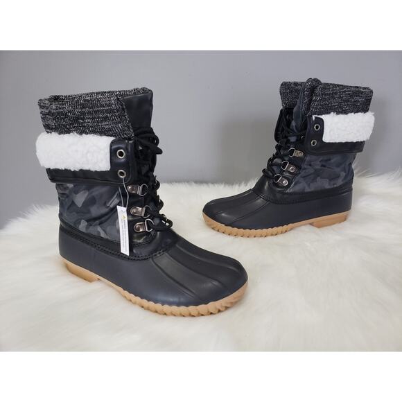 NEW Henry Ferrera Army Grey Camo Boot Duck Mission 52 Women Size 8 Rain Combat - Picture 2 of 9